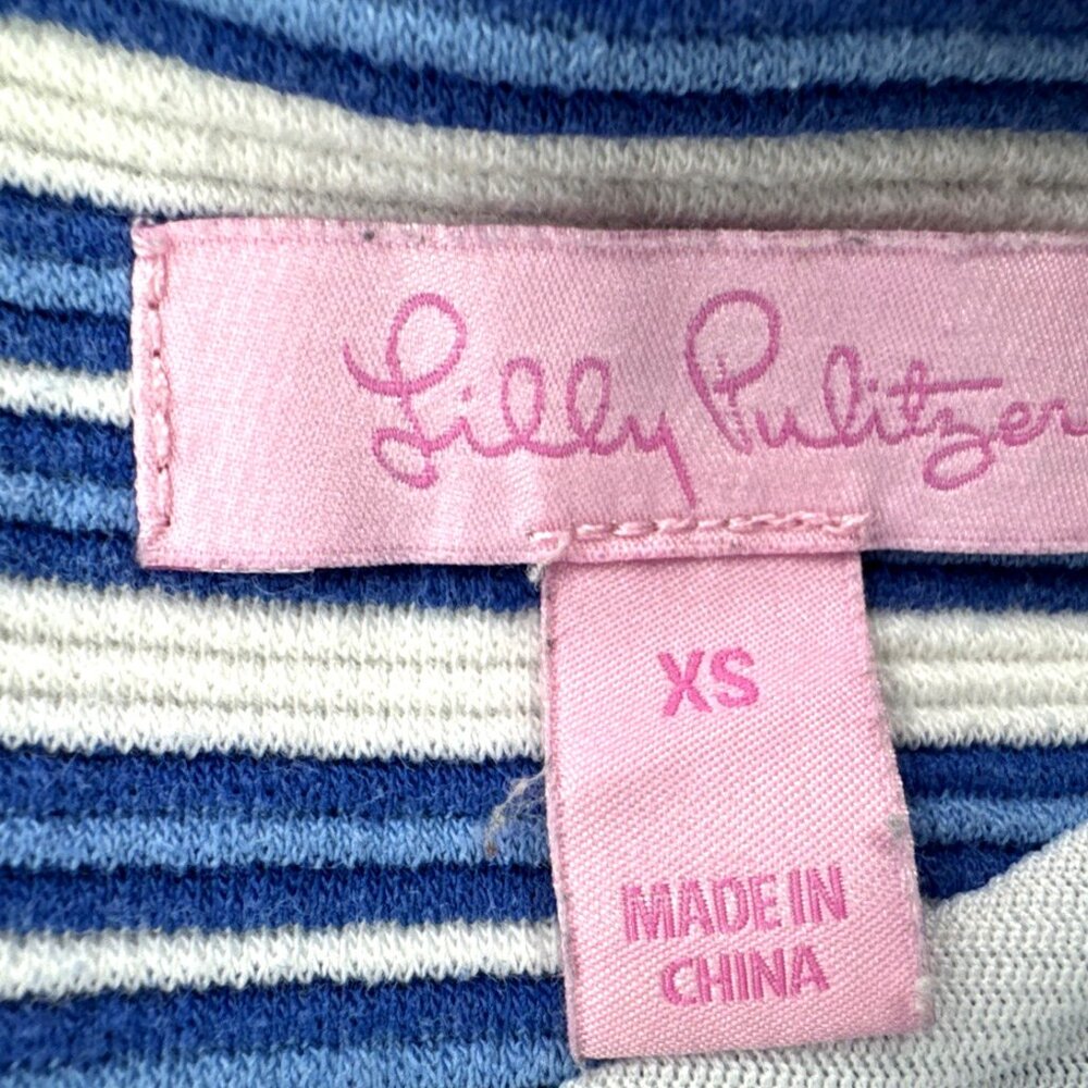 Lilly Pulitzer Dress Womens XS Blue Striped Ottoman Bree Stretch Casual Vacation - Picture 3 of 12